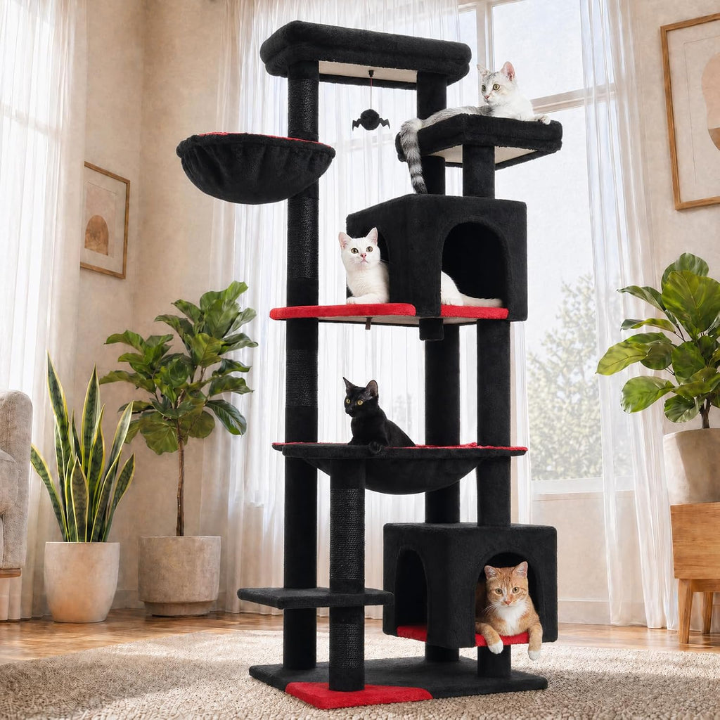 69" Gothic Cat Tree for Indoor Cats Large Adult, Multi-Level Cat Tower
