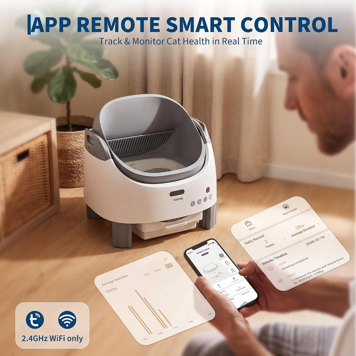 Automatic Self-Cleaning Cat Litter Box with APP-Controlled