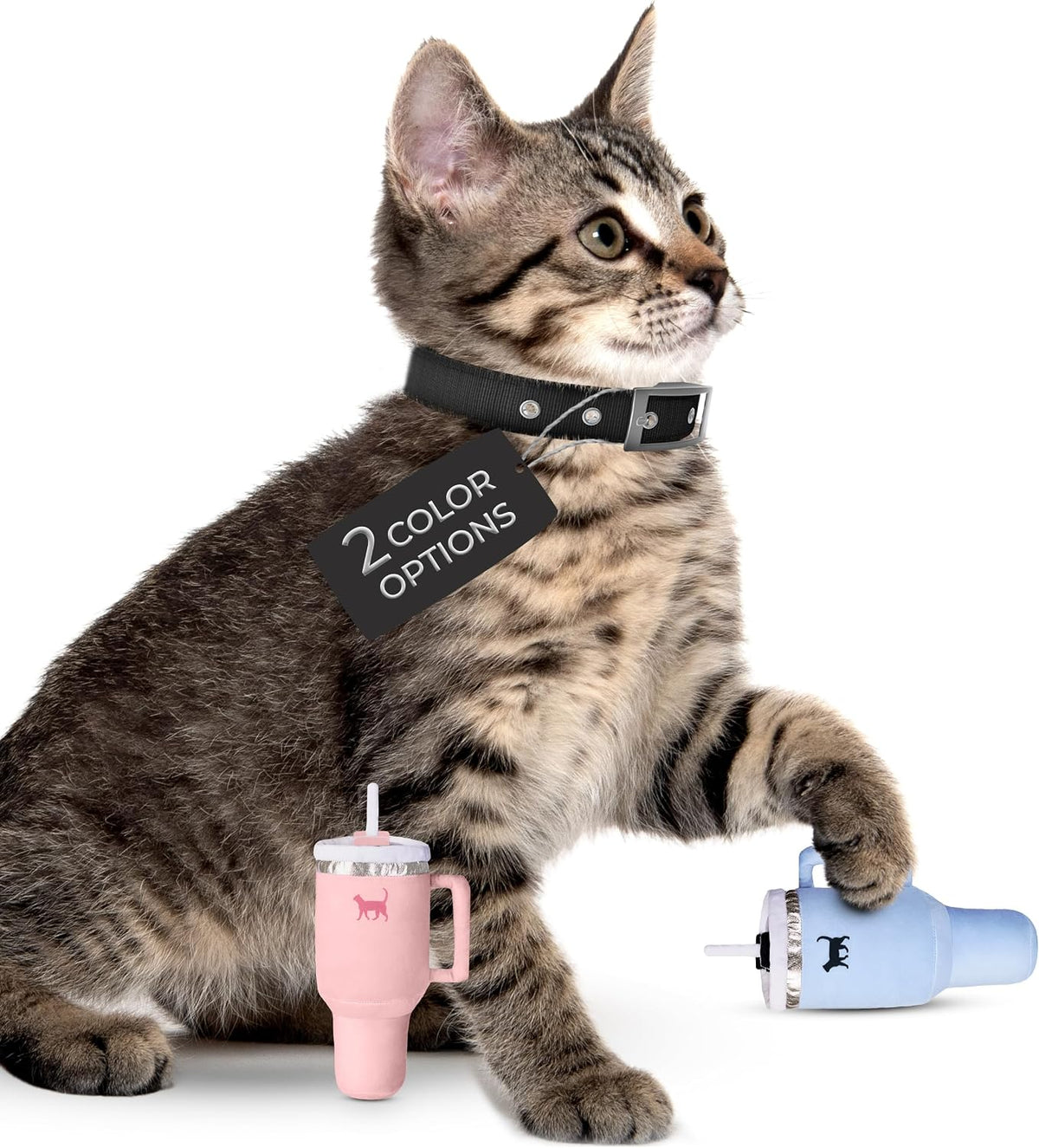 PUPROAR Kitty Cup Catnip Cat Toy, Cute Kitten Gift, Cat Birthday Toy with Crinkle for Indoor Cats (Chambray Blue)