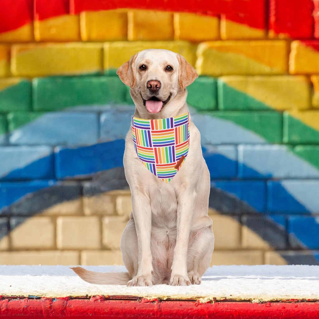 ADOGGYGO Rainbow Dog Bandana, Reversible Pride Bandana for Dogs, X-Large