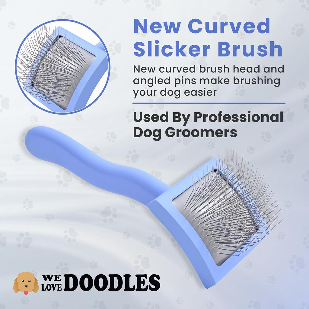 Small Curved Slicker Brush For Dogs, Goldendoodles & Poodles With Long Hair
