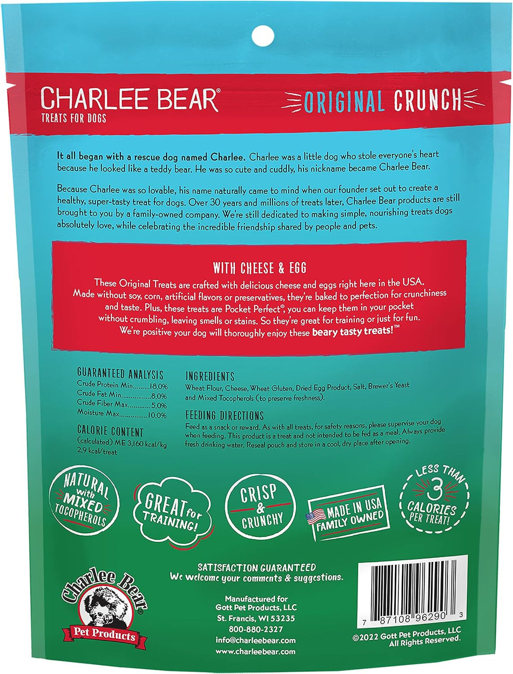 Charlee Bear Original Dog Training Treats, Cheese & Egg, 16 oz