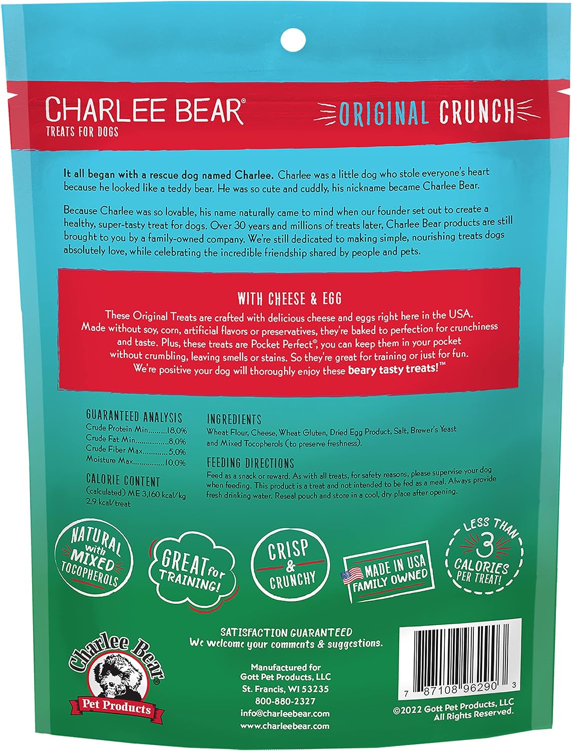 Charlee Bear Original Dog Training Treats, Cheese & Egg, 16 oz