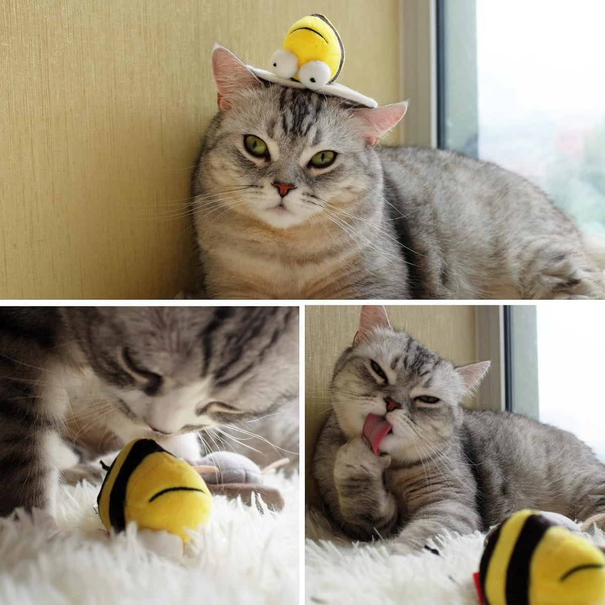 Gigwi 3 Pack Automatic Cat Toys, Interactive Squeaky Toys for Cats Inddoor