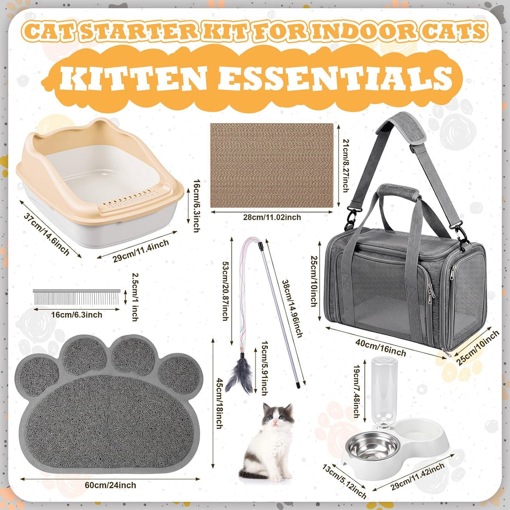 8 Pcs Kitten Supplies Starter Kit Cat Starter, Handbag, Grey