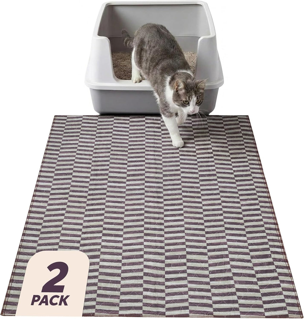 Lovewag Cat Litter Mat, Litter Box Mat, Mahogany Weave, 36x48, 2 Pack