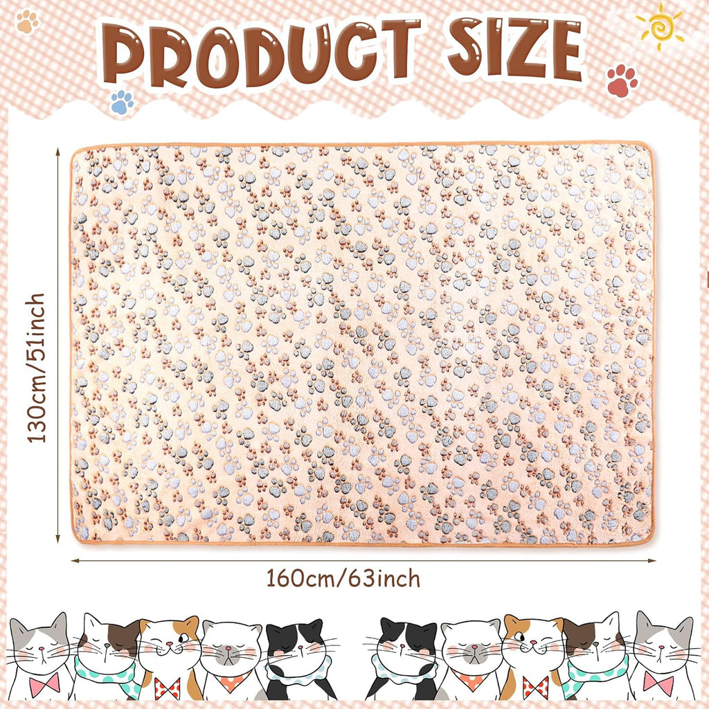 Tatuo 4 Pcs Fleece Dog Blankets for Puppy Cat, Mixed, 51 x 63 in, Paw