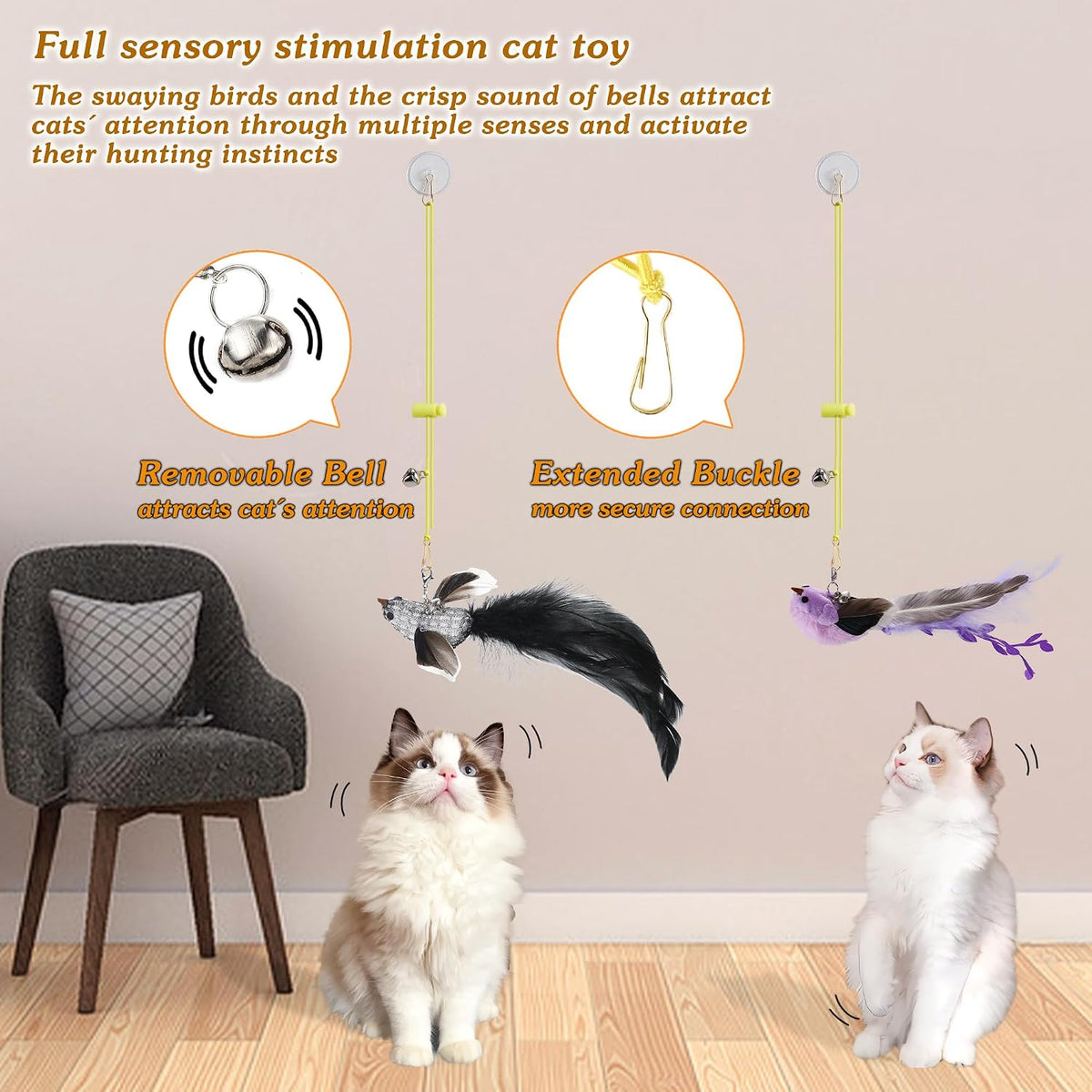 Cat Bird Toy for Indoor Cats Self Play