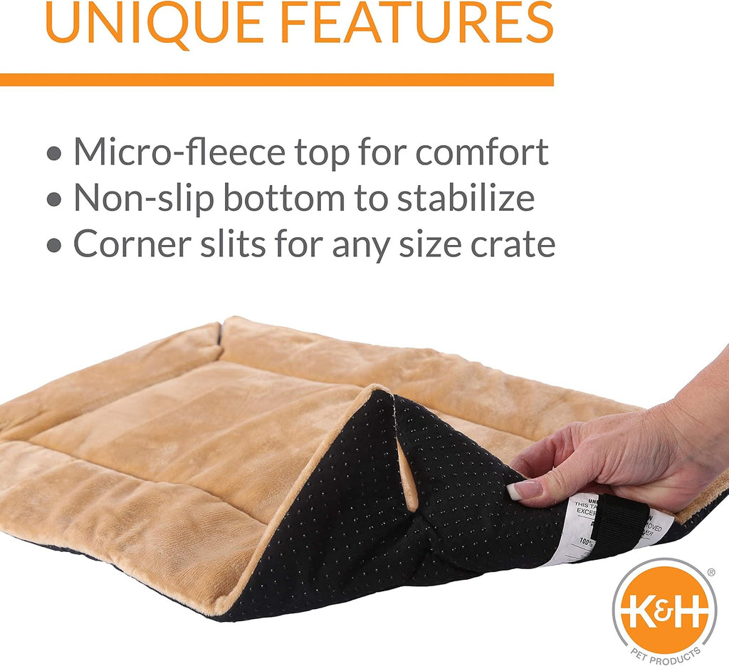 K&H PET PRODUCTS Self-Warming Crate Pad Tan X-Small 14 X 22 Inches