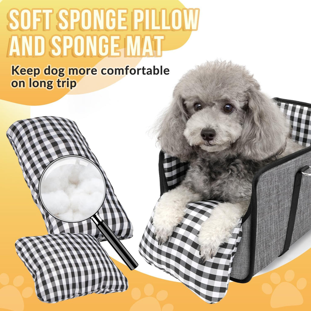 SlowTon Console Dog Car Seat, Dog Booster Seat for Small Dogs Under 11lbs