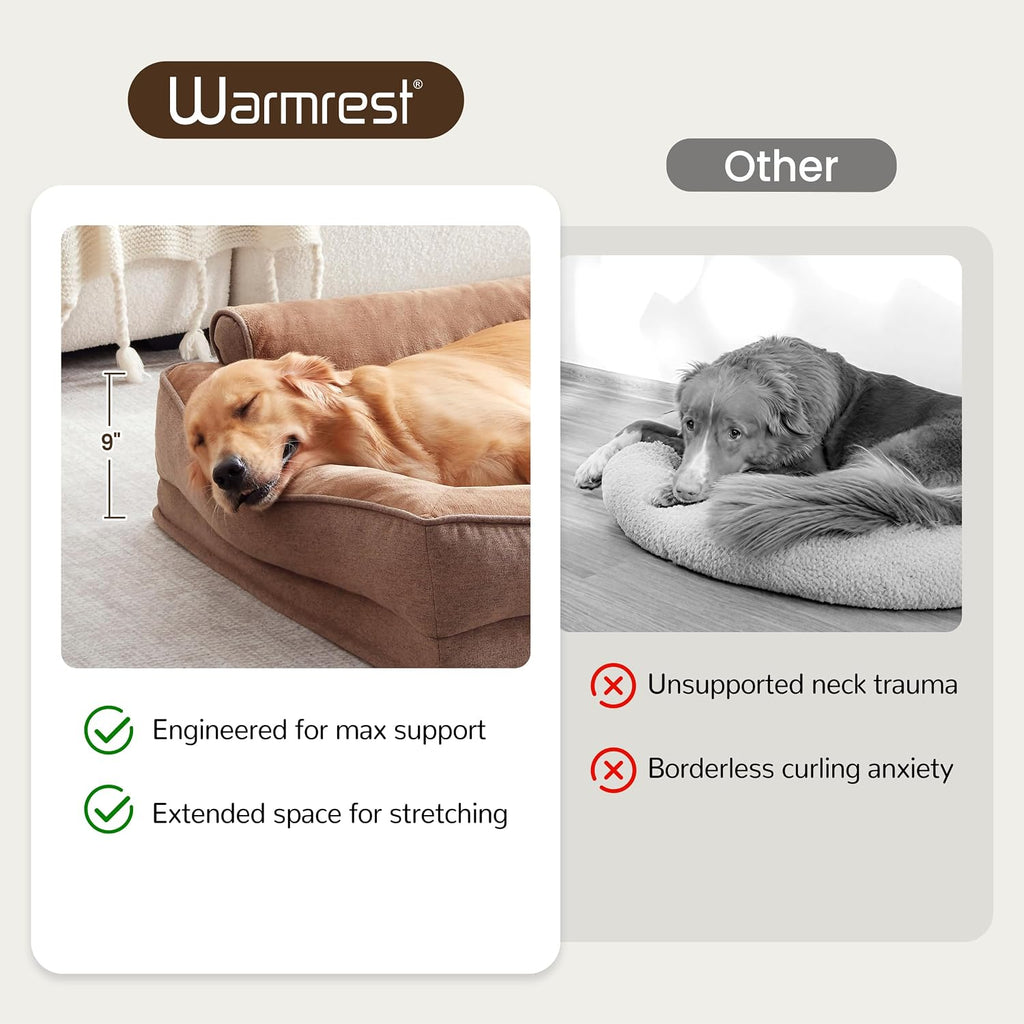 XL Orthopedic Dog Bed for Large Dogs, Removable Washable, Brown