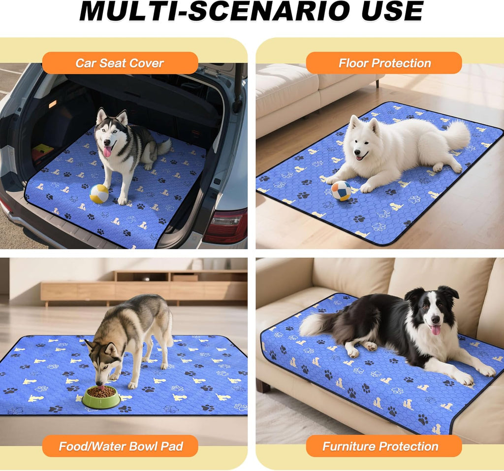 WanpeeGoo Washable Pee Pads for Dogs, Waterproof, 72 x 72 in, 1 Pack, Blue | Super Absorbent, Waterproof and Non-Slip; Washable, Reusable Dog Pads for Crates, Playpens, Floors, Furniture and Travel