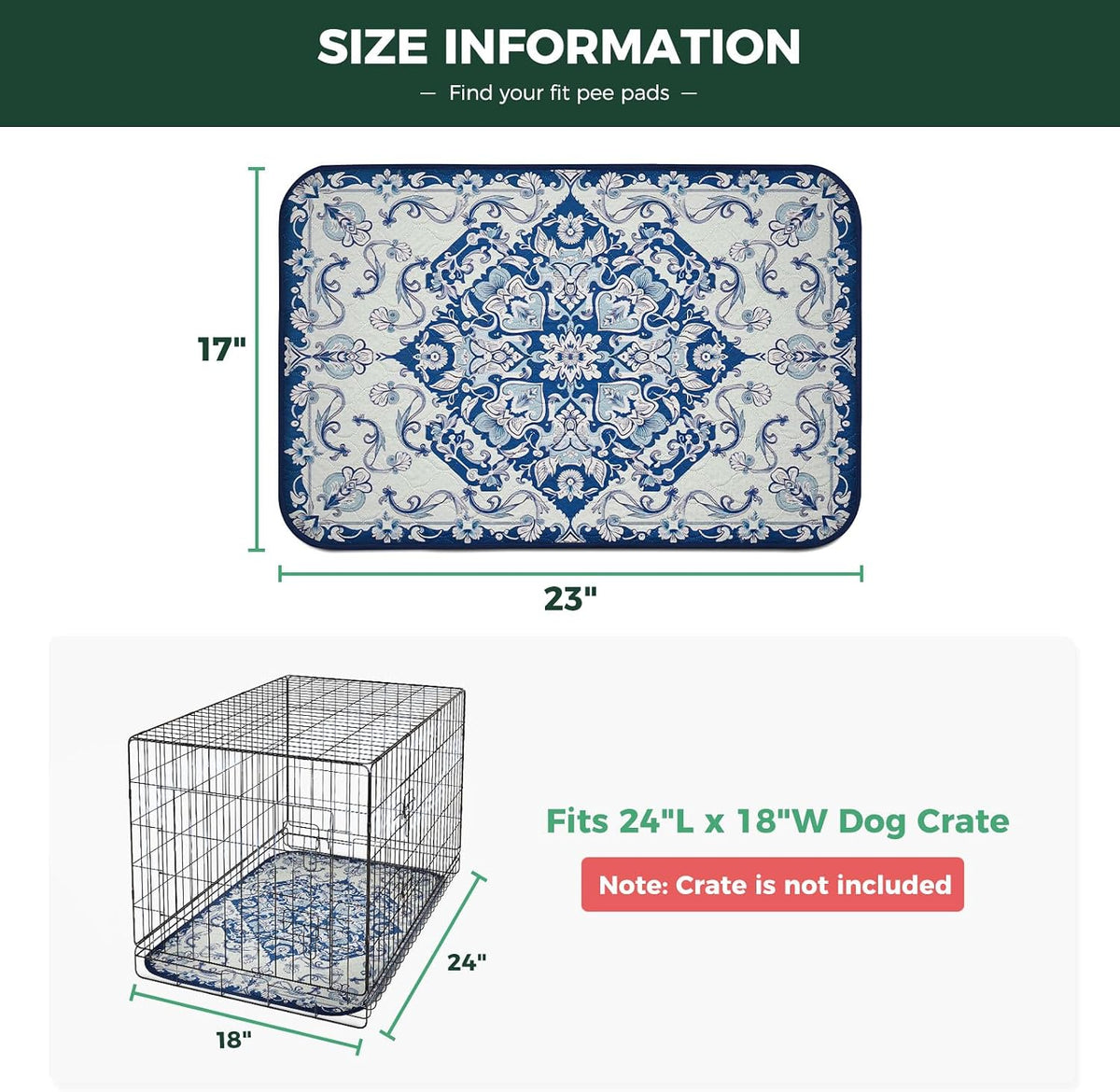 FXW Washable Pee Pads for Dogs, Super Absorbent, 17" x 23", 2 Packs | Machine washable, Non-slip backing