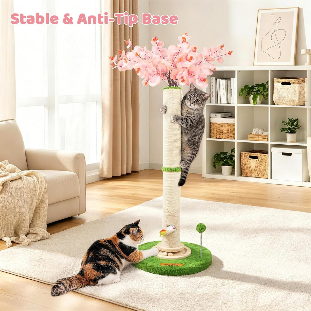 【Material Upgrade】 Famifit 50.4" Flower Cat Scratching Post, Tall Cat Tree