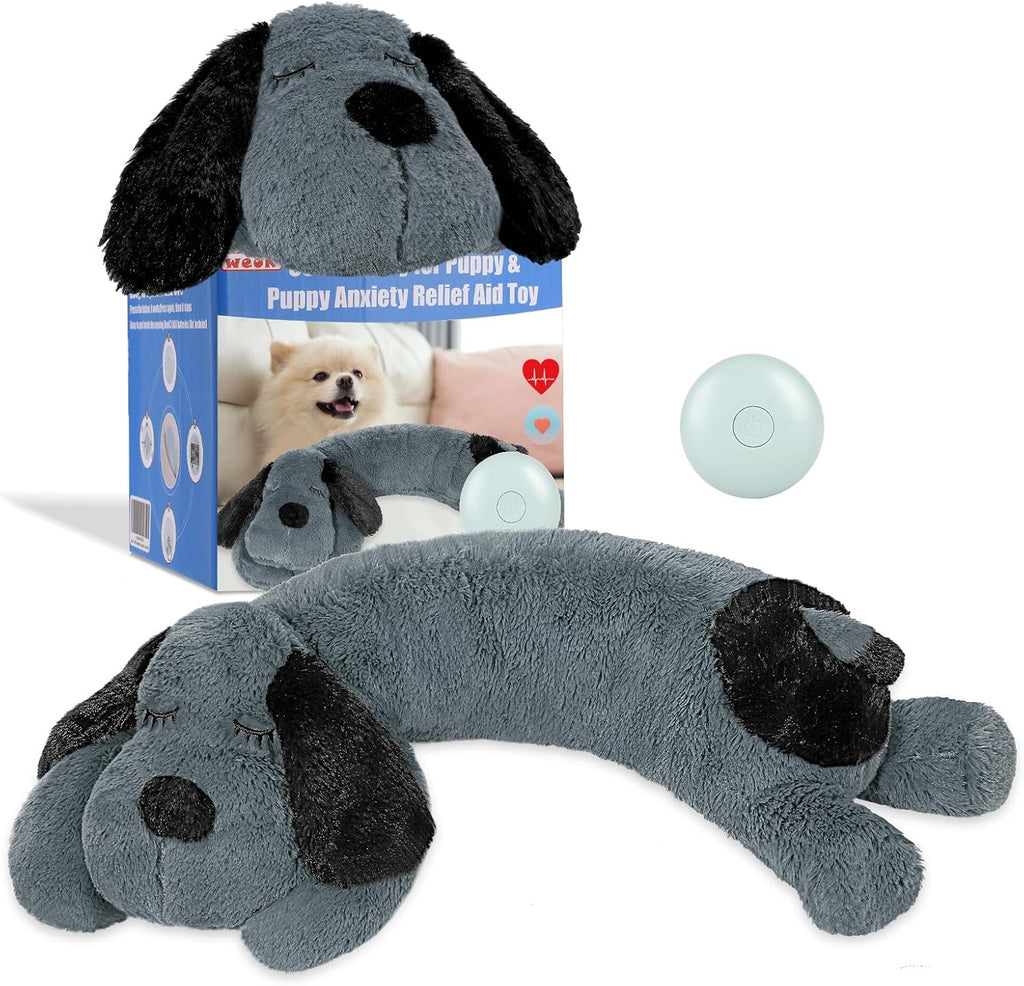 WEOK Puppy Heartbeat Toy for Separation Anxiety Relief, Heartbeat Stuffed Animal Anxiety Calming Behavioral Aid Plush Toy for Dogs Cats Pets