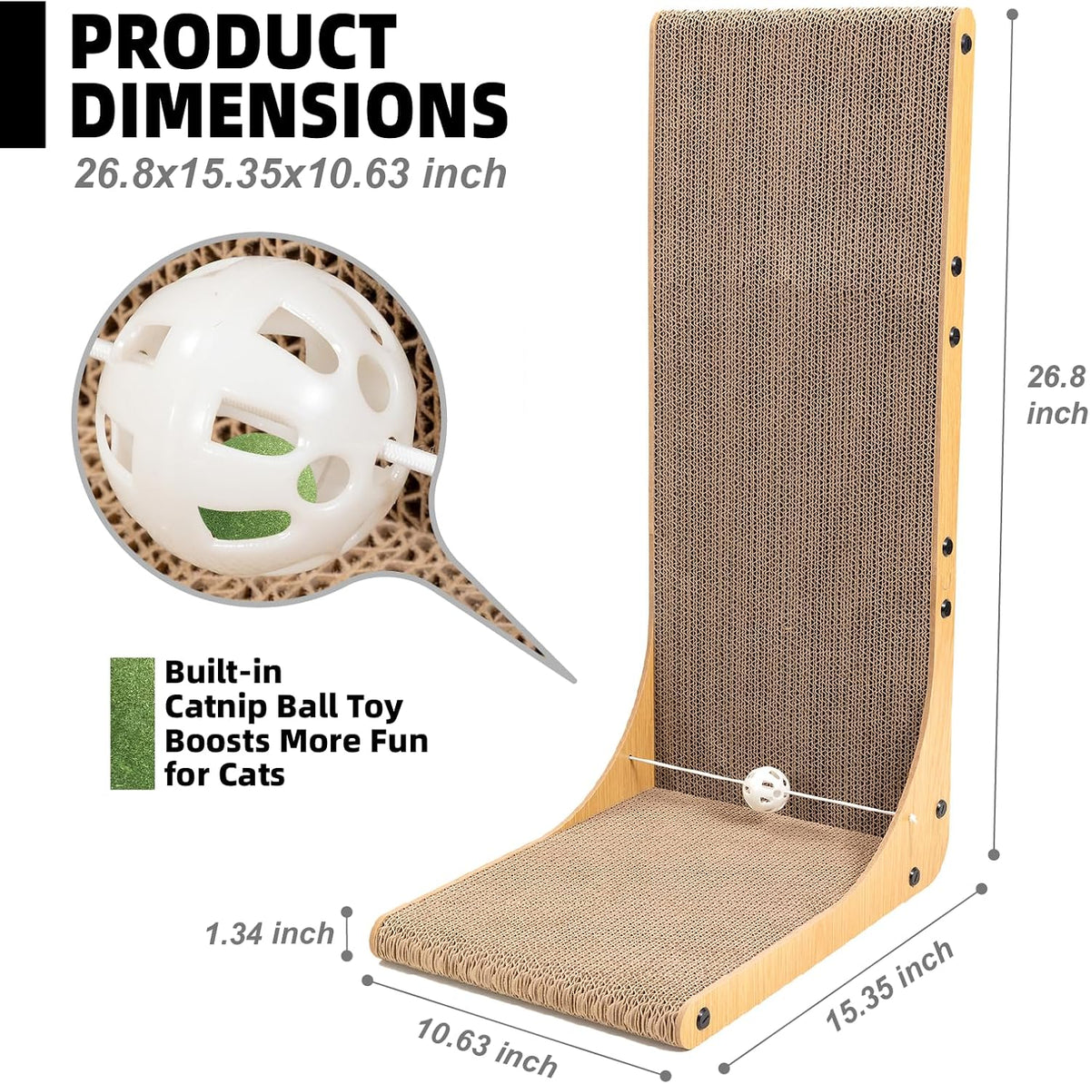 26.8 Inch Cardboard Cat Scratching Post, 2-Pack