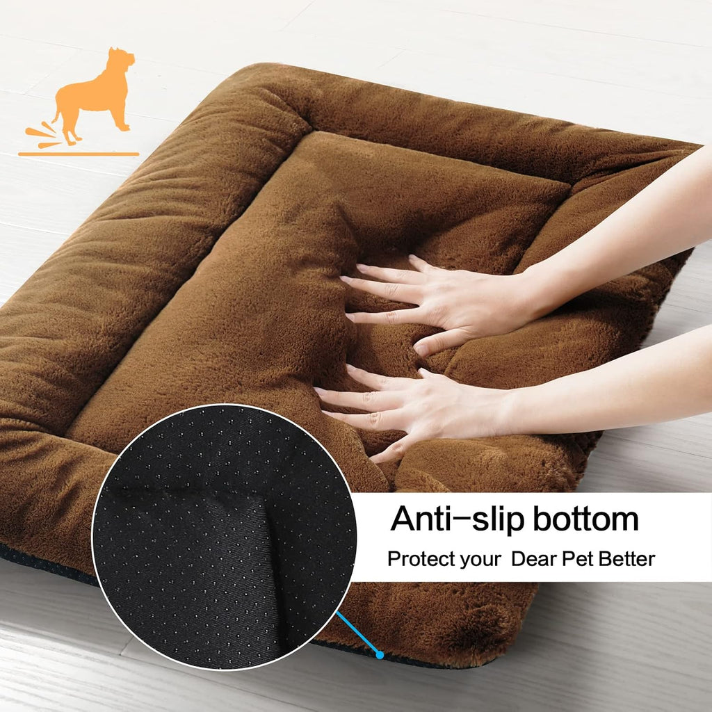 Dog Crate Pad Washable Dog Bed for Crate Medium Cozy Mat 36-Inch Brown