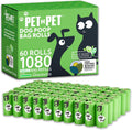 Pet N Pet Poop Bags for Dogs, 1080 Count, Plant Based, Unscented, Green | USDA Certified, 41%, Doggy, Leak-Proof, Refill, Waste, Tear-Resistant, Easy-Tear Design, dog waste bags