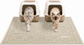 Yimobra Cat Litter Mat, Waterproof Litter Trapping Mat, 47x36, Beige | PVC Litter Box Mat with Non Slip Backing, Easy Clean Surface and Scatter Control Design for Cleaner Floors