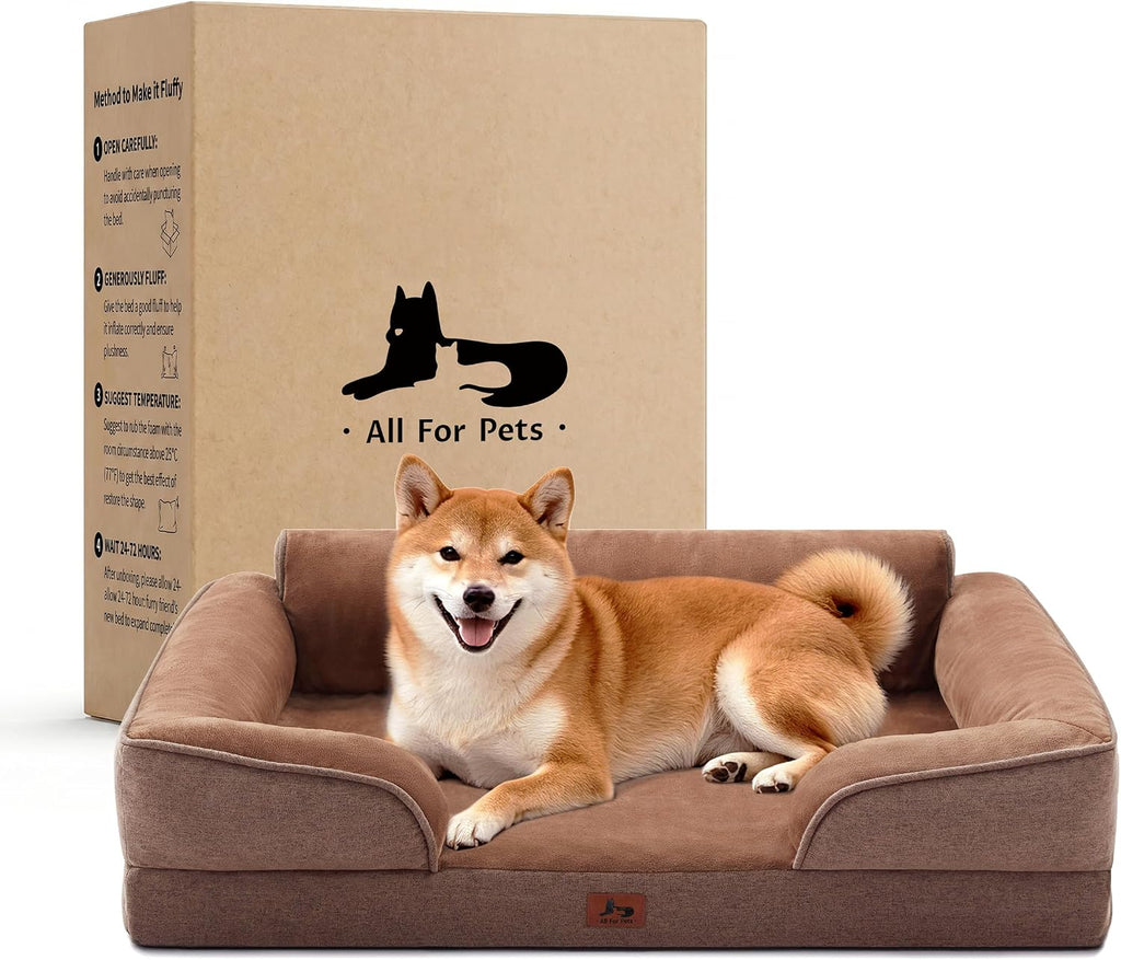 Large Orthopedic Dog Bed for Medium Dogs Removable Washable, Brown