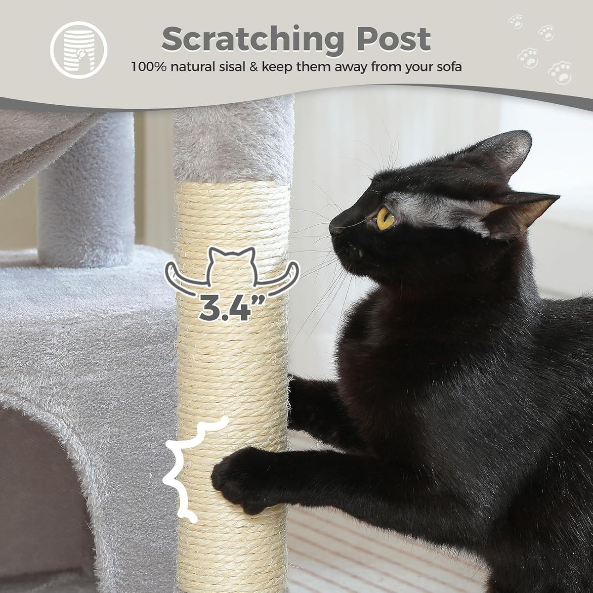 PEQULTI 4-in-1 Cat Activity Tree for Kittens & Small Cats, 33in Grey Tower