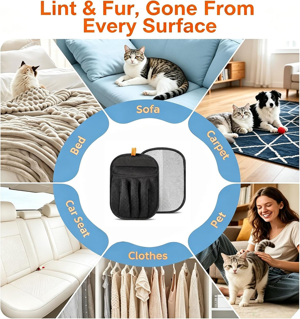 Pet Hair Removal Glove for Dog & Cat, Black.