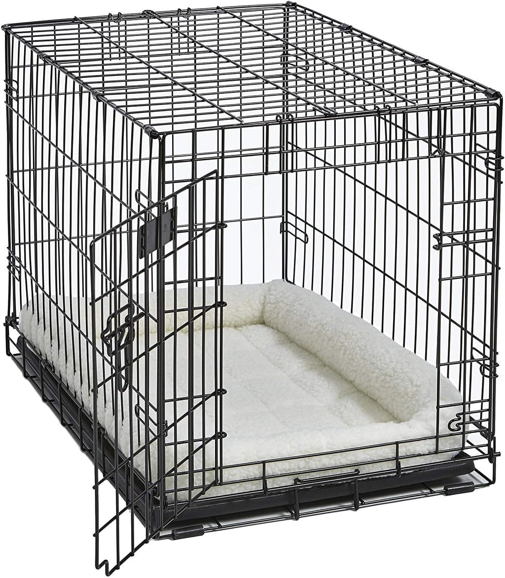 QuietTime by MidWest 36" Dog Crate Bolster Bed, White Fleece, Medium Breeds | Crate Mat, Measures 36.42 x 24.02 x 3.35 Inches, Machine Washable Pet Bed, Fits Most 36-Inch Dog Crates