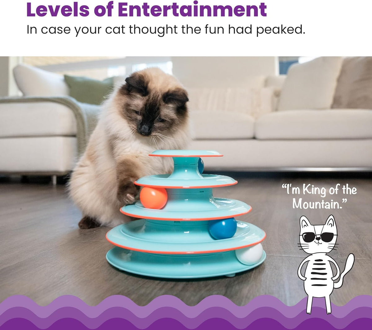 Catstages Chase Meowtain 4-Tier Interactive Cat Track Toy, 10.1" x 7.1"