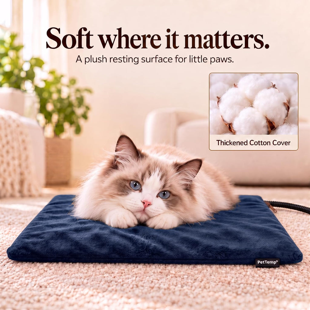 Dog Heating Pad, Heated Cat&Dog Bed, Safety Listed, Constant Warmth, Blue