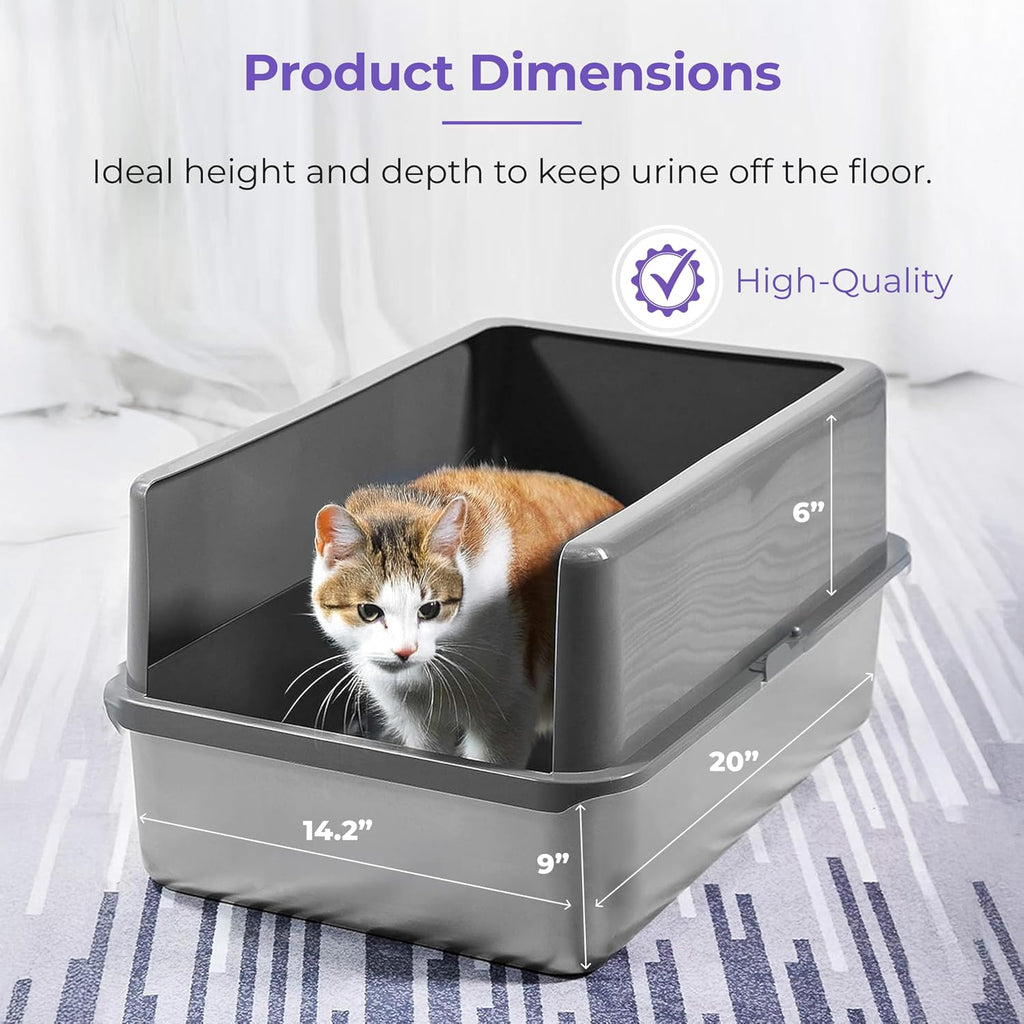 iPrimio Stainless Steel Cat Litter Box, Medium 20" x 14.2" with Enclosure | Rust Proof Steel Pan With a 6 Inch Detachable Enclosure | Steel Never Absorbs Odor, Stains or Bacteria