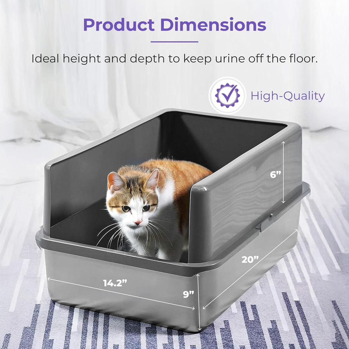 iPrimio Stainless Steel Cat Litter Box, Medium 20" x 14.2" with Enclosure | Rust Proof Steel Pan With a 6 Inch Detachable Enclosure | Steel Never Absorbs Odor, Stains or Bacteria