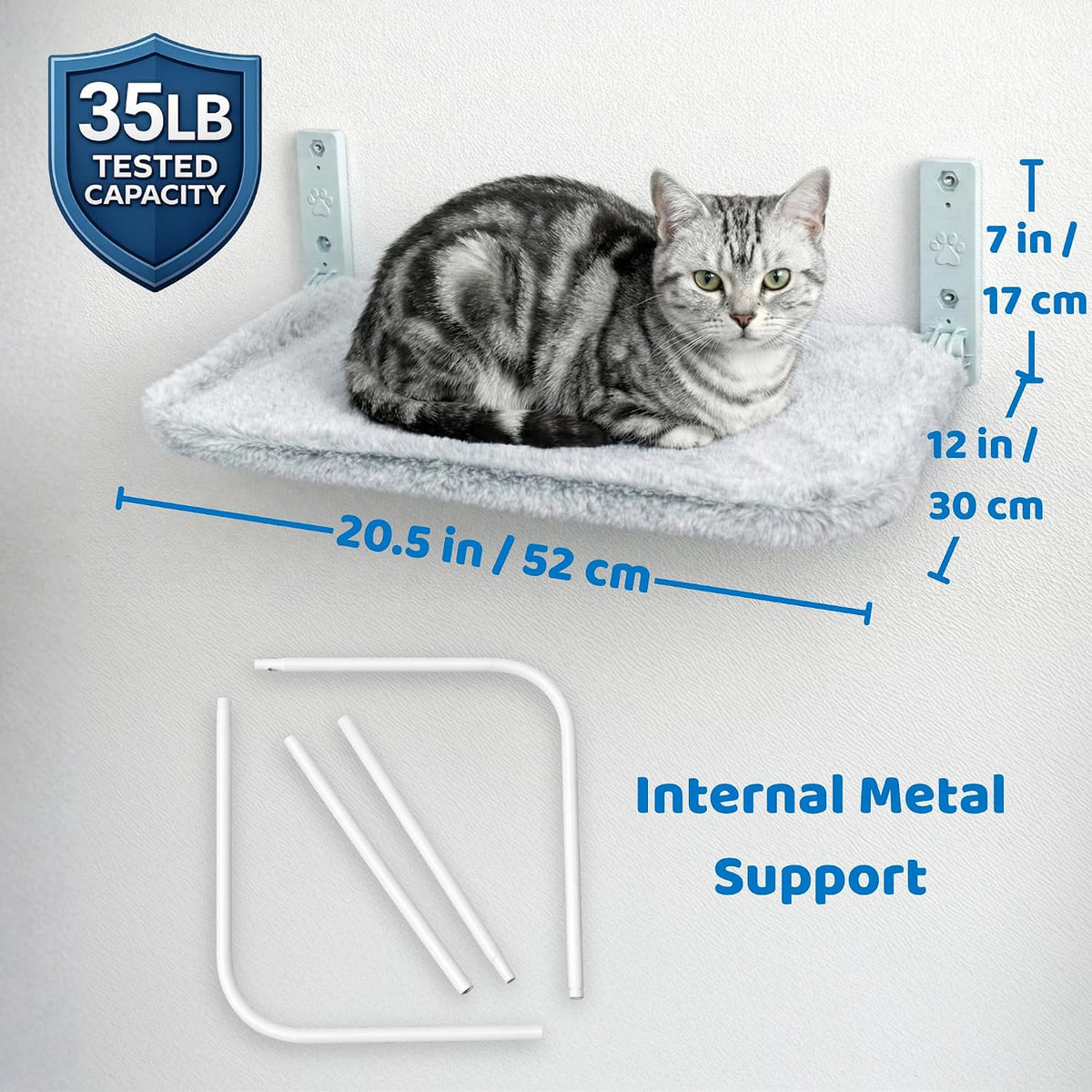 OtterPets Cat Wall Bed, Foldable Cat Wall Hammock with Plush Washable Cover