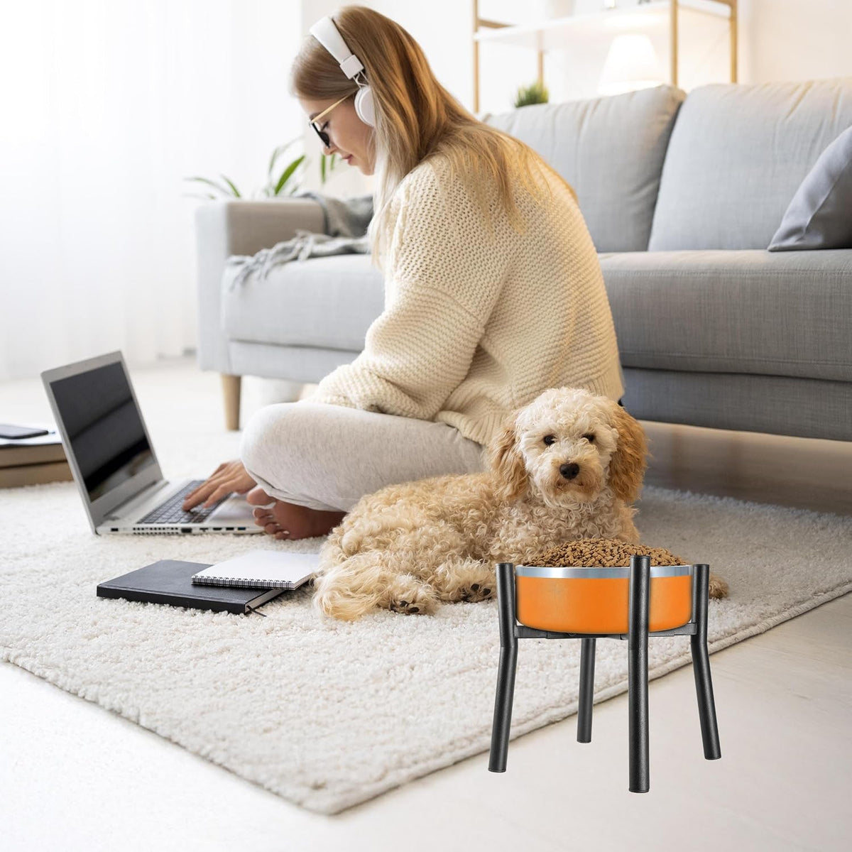 PROERR Lifted Dog Bowl Stand - Without Bowls, Single Raise Pet Food Table Adjustable Wide 7-11", Tall 10" - Bowl Stand Size Optional, Dog Bowls Holder Elevated for Small Medium Large Dogs Breed