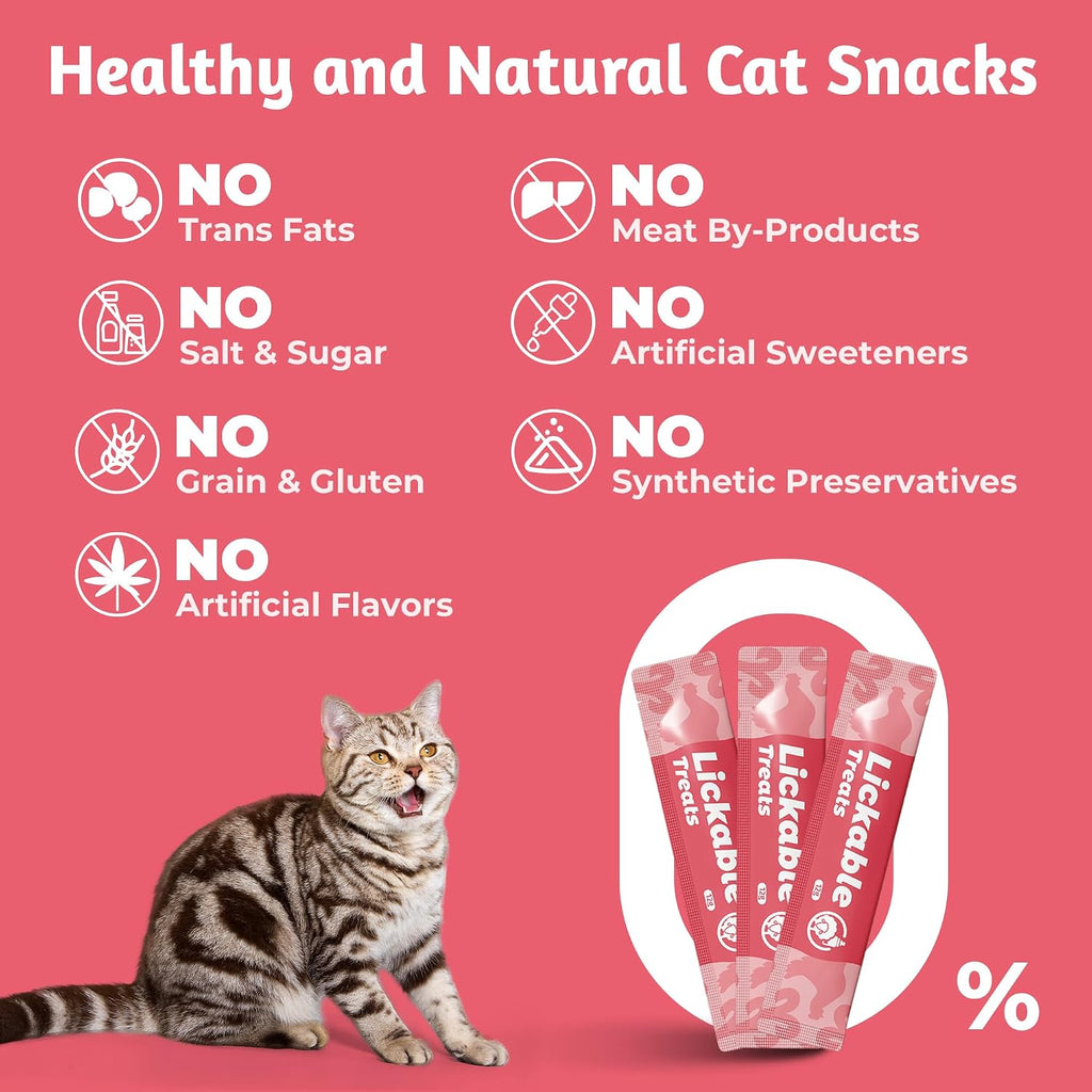 Just Try Taurine Lickable Cat Treats, Creamy Squeezable Purée with Goat Mlik, Taurine & Vitamin E, Support Heart & Vision, Grain Free, 0.5 Ounces Each 20 Tubes