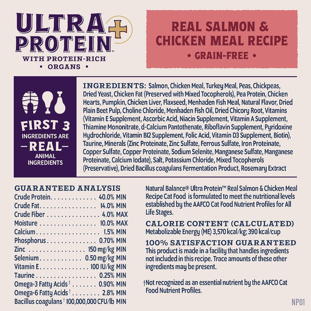 Natural Balance Ultra Protein Plus, Real Salmon & Chicken Meal, 2.5 lb