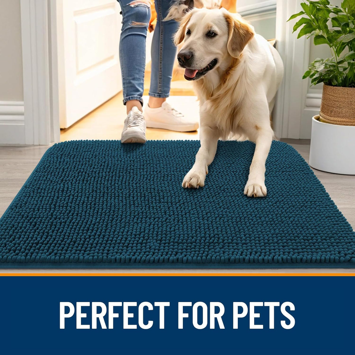 OLANLY Dog Door Mat for Muddy Paws 47x32, Super Absorbent Chenille Mud Mat