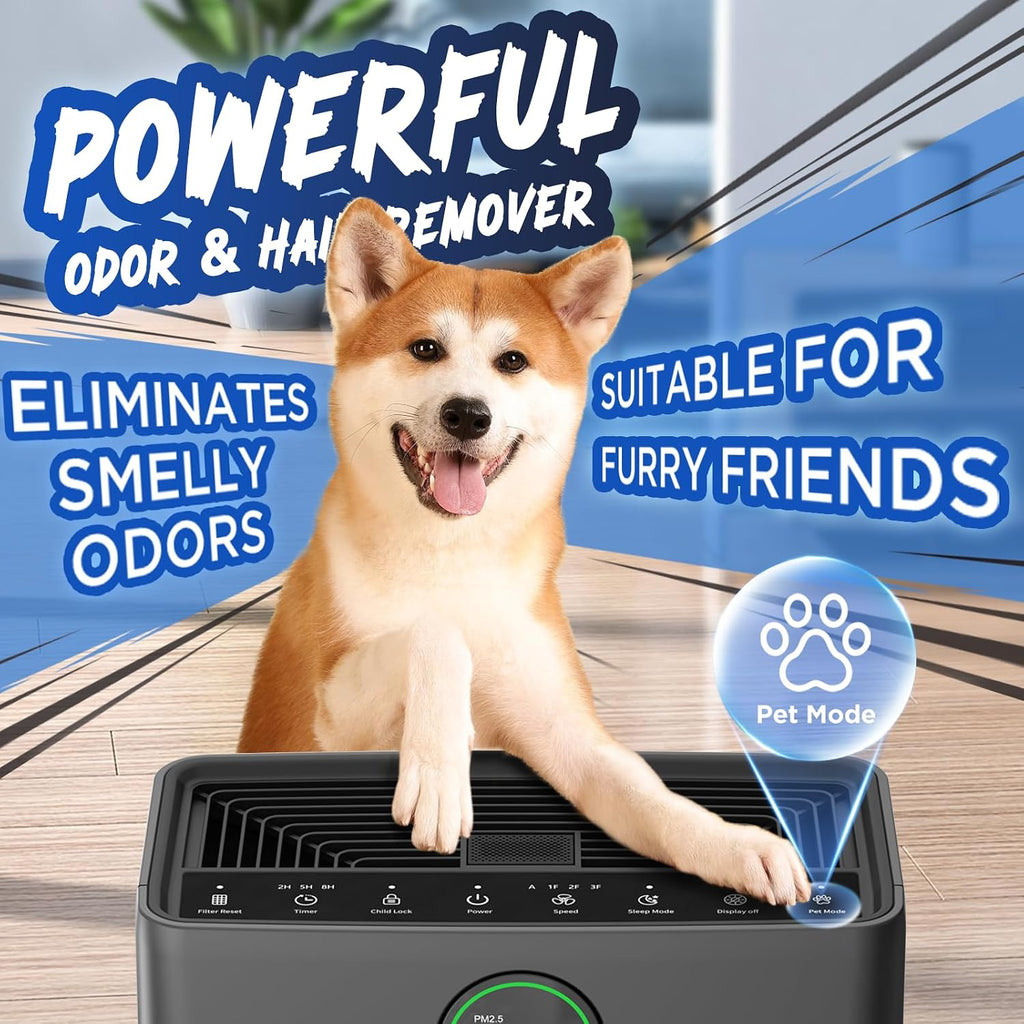 Air Purifiers for Home Large Room up to 2200sq.ft, MOOKA Air Purifier for Home Pets with Washable Filter, PM 2.5 Display Air Quality Sensor Air Cleaner for Bedroom, Dorm Room, Pets, Office PR1