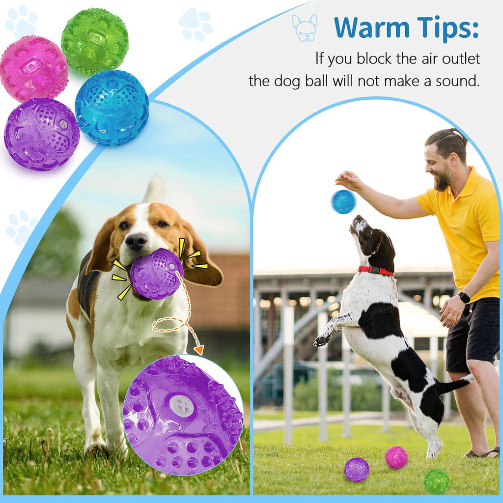 3'' Squeaky Dog Toy Balls for Lagre Medium Breed, Indestructible Dog Balls for Playing, Fetching & Retrieving, Durable Aggressive Chewers, 2 PCS Purple