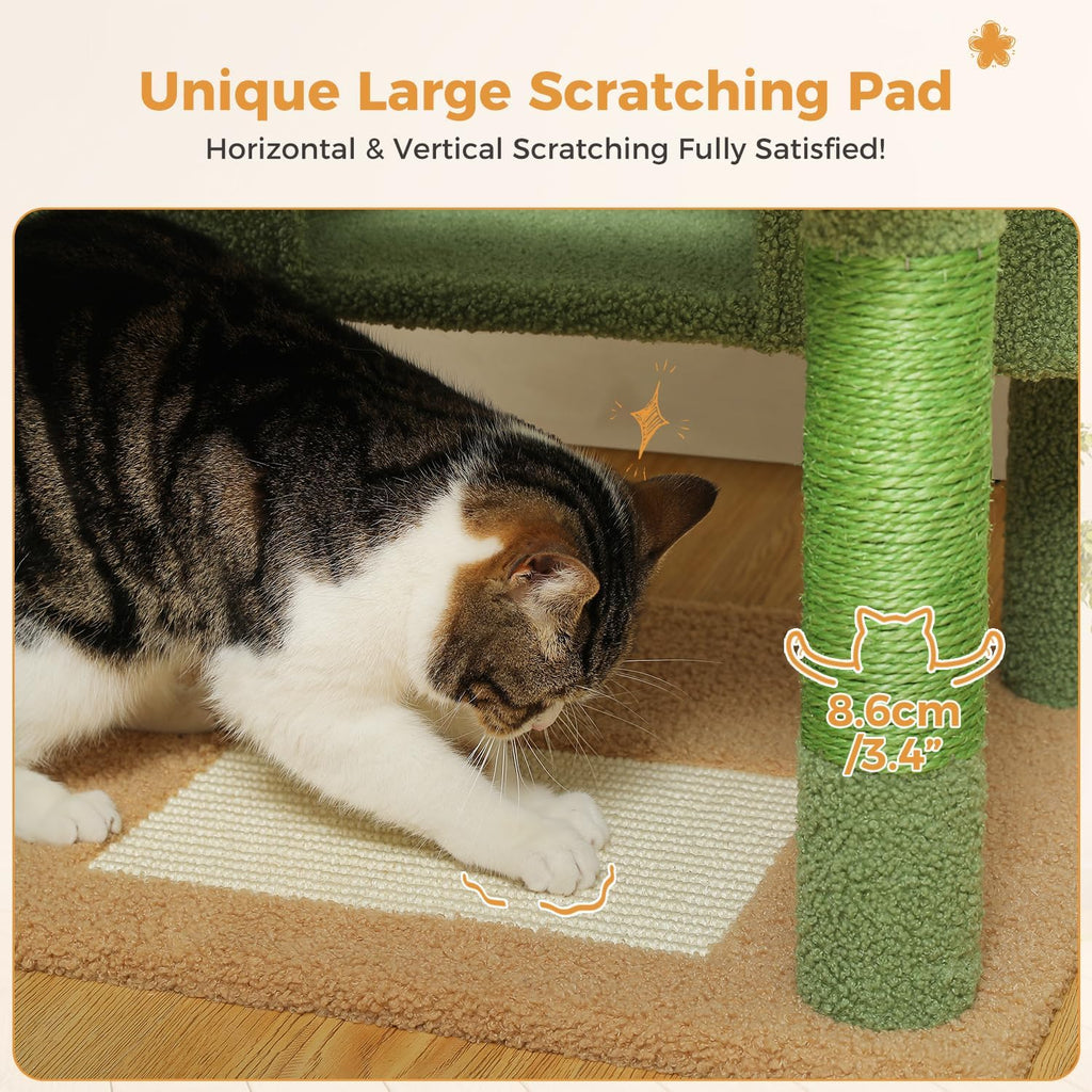 PAWZ Road 72" Cactus Cat Tree Tall Tower with Hammock&Condo for Large Cats