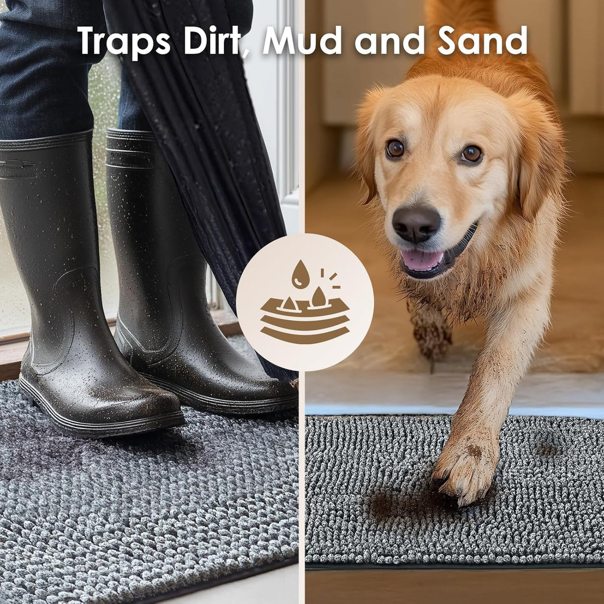 EHEYCIGA 60x24in.Super Absorbent Dog Door Mat for Muddy Paws Entryway Rug