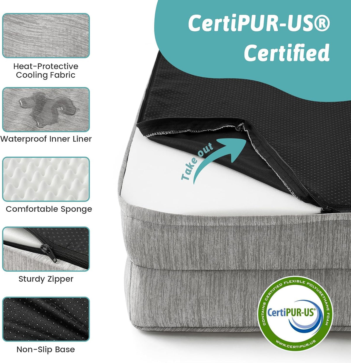 COZY KISS Cooling Dog Bed for Medium Dogs, 36" Orthopedic Pet Sofa