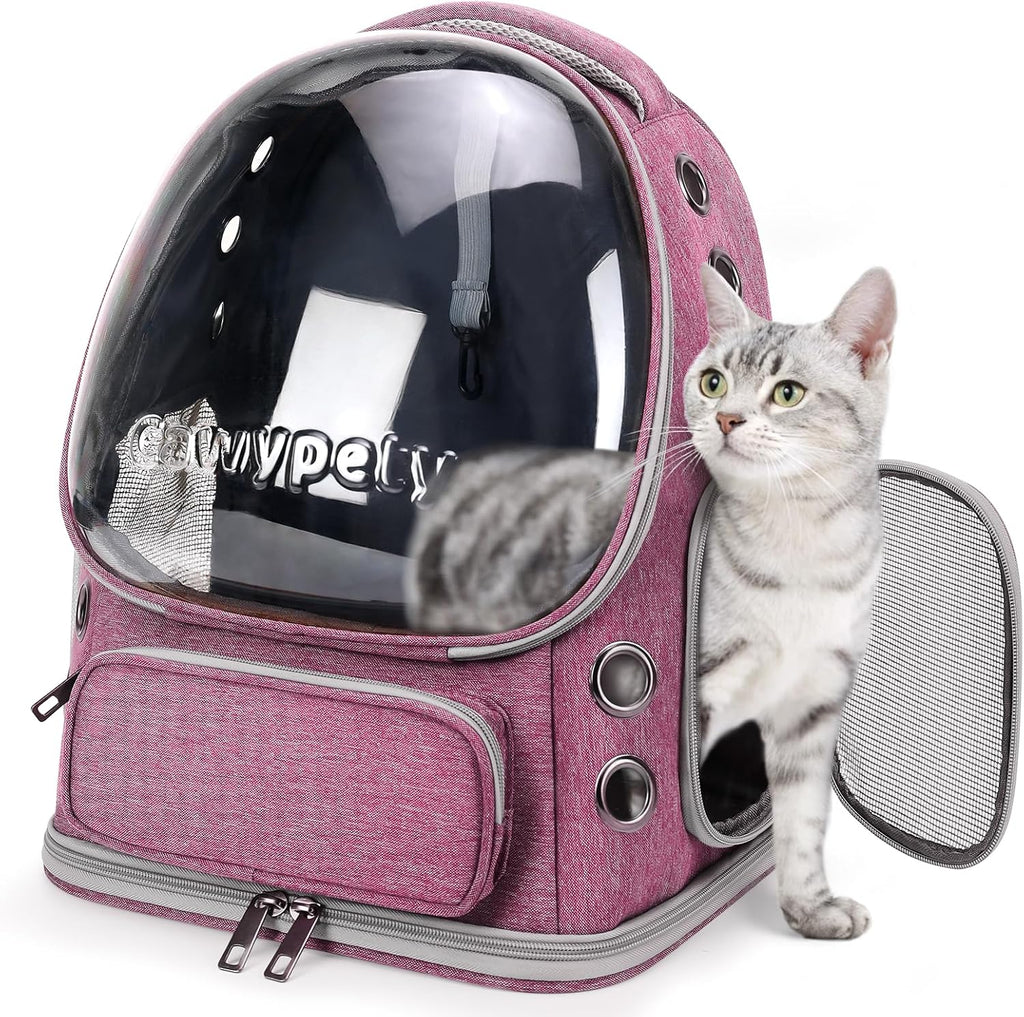 Cawypety Cat Backpack Carrier Large Space Bubble Backpack up to 12lbs Pink