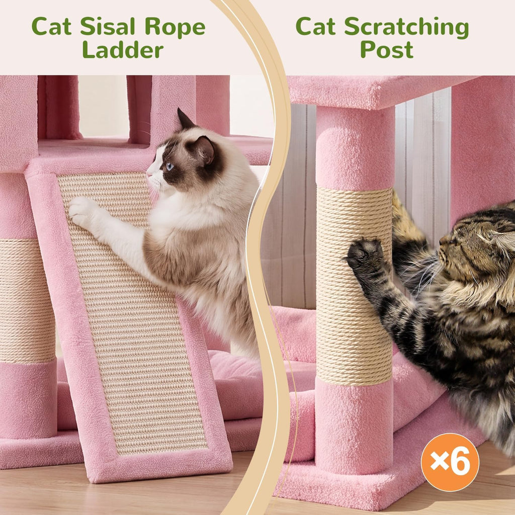 Globlazer S72 Heavy Duty Cat Trees for Large Cats 20 lbs+, Pink