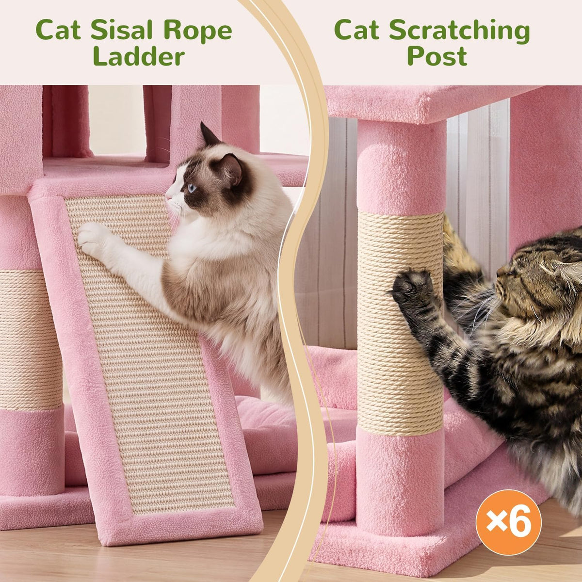 Globlazer S72 Heavy Duty Cat Trees for Large Cats 20 lbs+, Pink