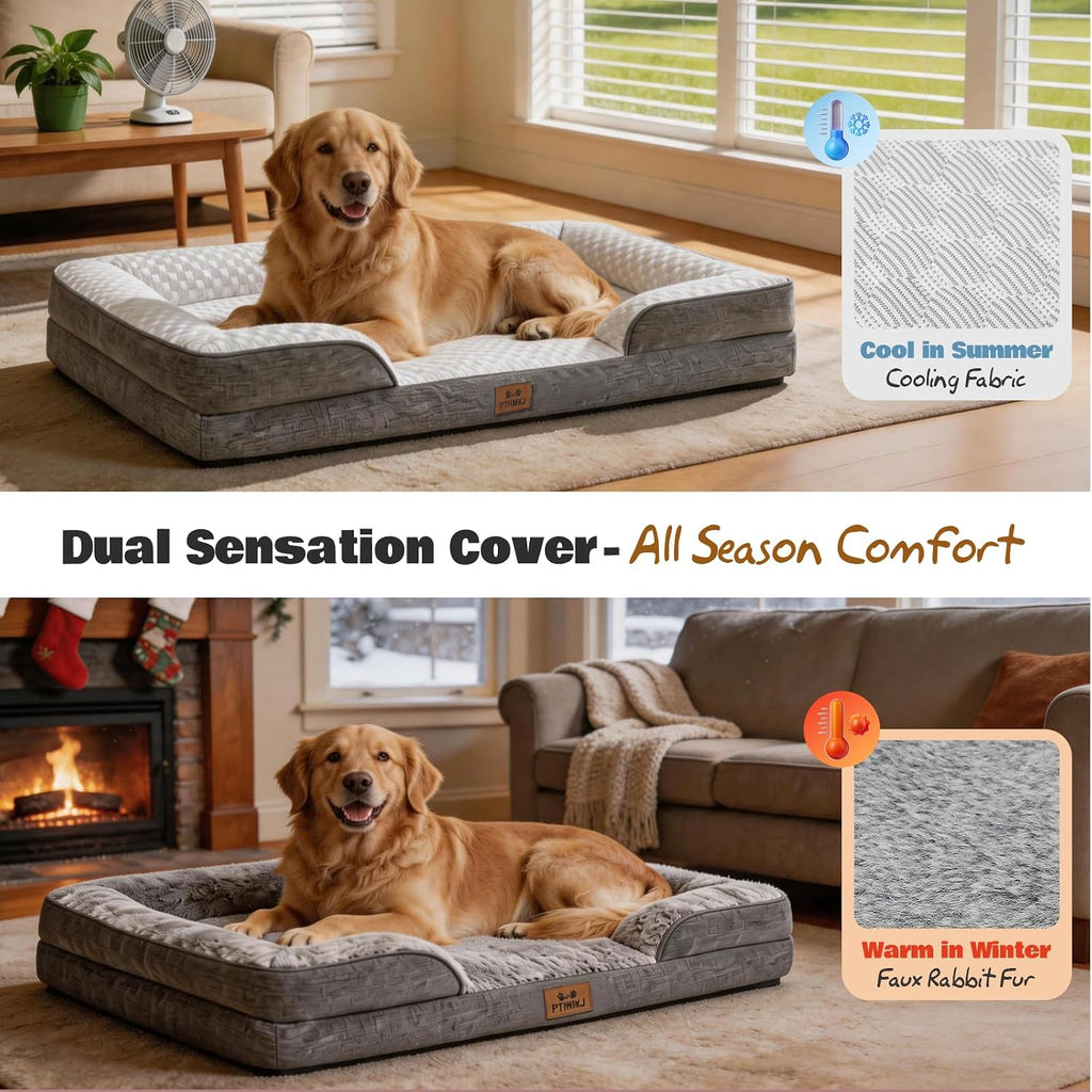 Orthopedic Extra Large Dog Bed, 2-Pack Washable Covers, 44" L