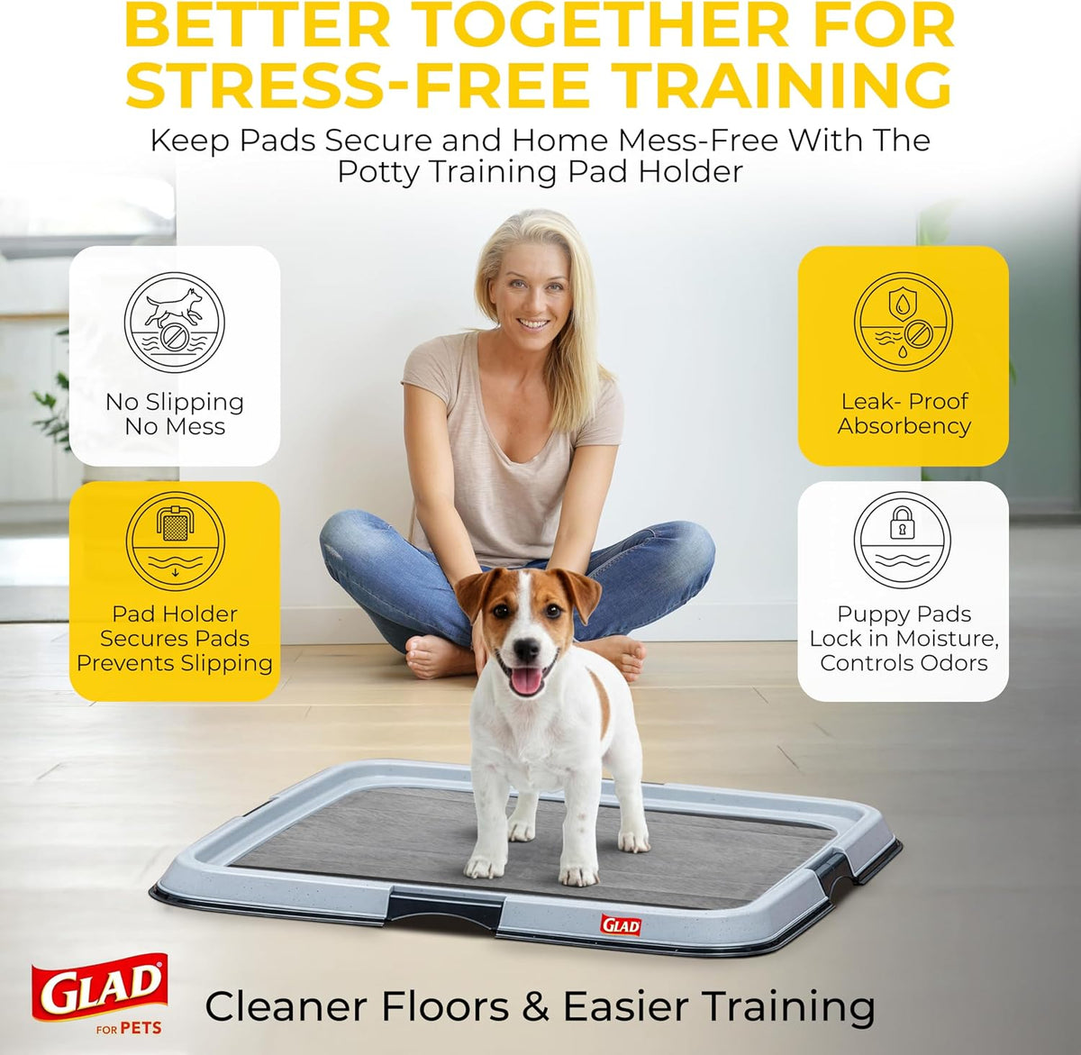 Glad for Pets XL Charcoal Training Pads for Dogs and Puppies, 30 Ct, 6-Pk | 6-layer, activated-carbon pads with pheromone attractant, leak-proof, extra-large 28 x 30 in coverage