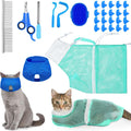 9 Pcs Cat Bathing Bag Set Cat Shower Bag, Blue, Turquoise