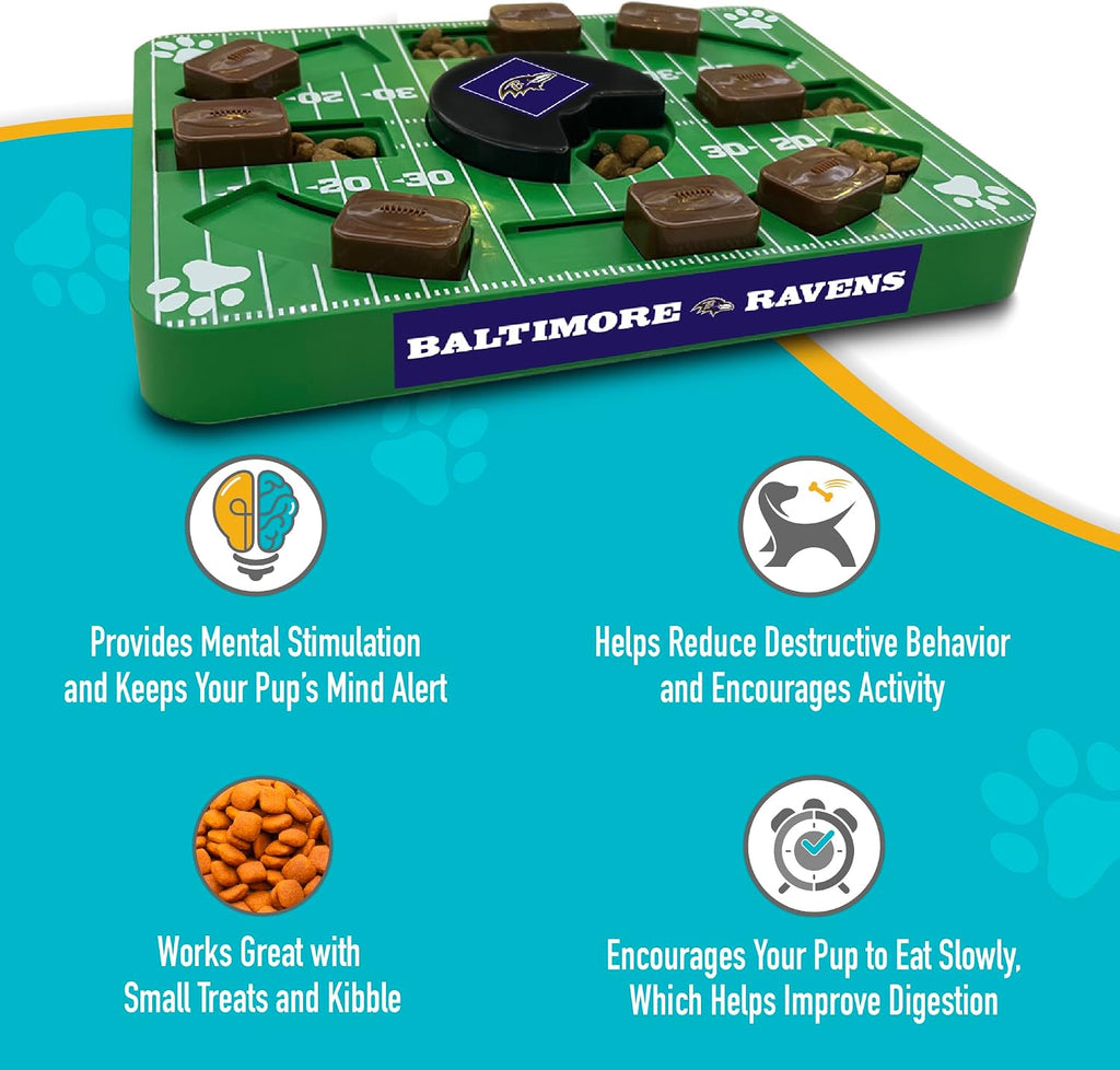 Pets First NFL Baltimore Ravens Puzzle Toy for Dogs, Slow Feeder Board for Pets, Interactive Doggie Treat Toy