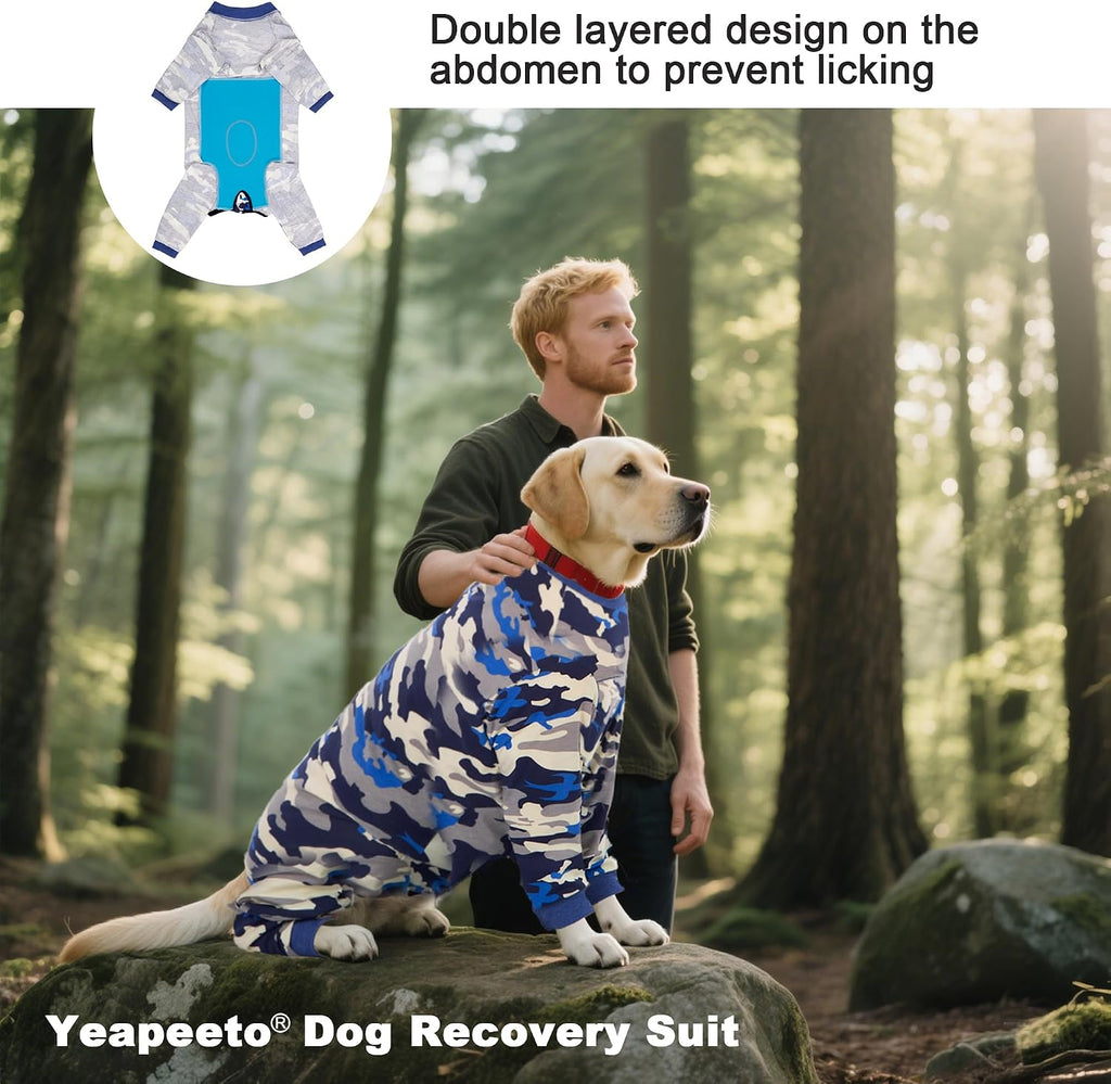 Dog Recovery Suit Full-Zipper After Post-Surgery Large Medium Dogs, Dog Bodysuit for Prevent Licking& Chewing Wounds Onesies Cone Alternative (Camouflage, 5X-Large)
