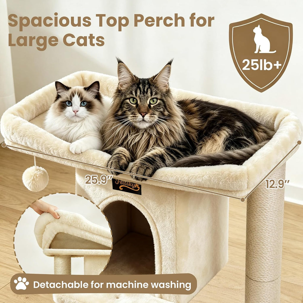 Cat Tree Tower Scratching Post for Indoor Large Adult Cats with Perch Bed